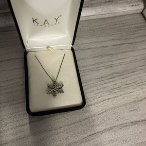 Open heart snowflake necklace